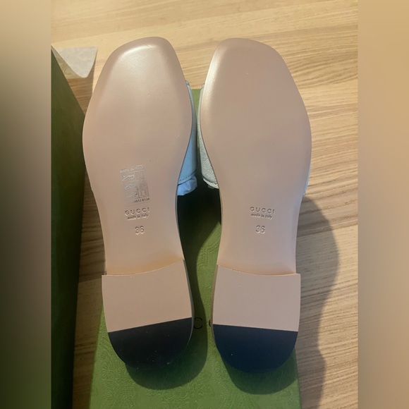 Gucci G cut suede slides in light blue (salvy green) - Picture 11 of 13